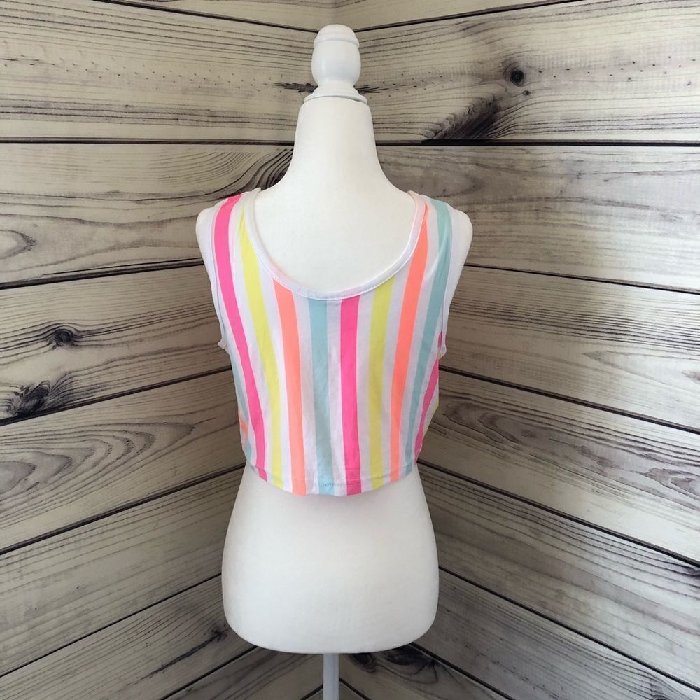 Neon Striped Crop Top Large - Picture 4 of 4